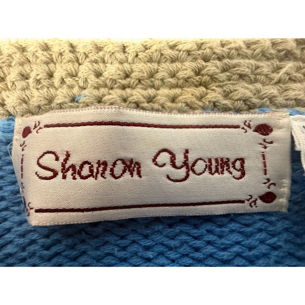 Sharon Young Coastal Fish Shell Knit Cardigan Cotton Sweater Medium - Picture 11 of 13